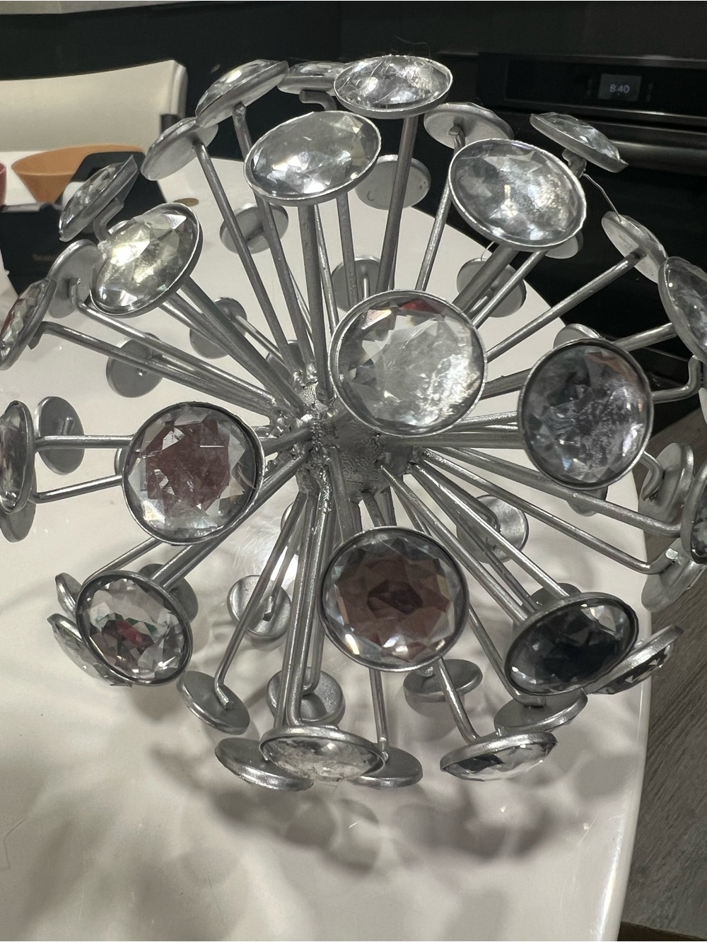 Silver Crystal Burst Decorative Sculpture